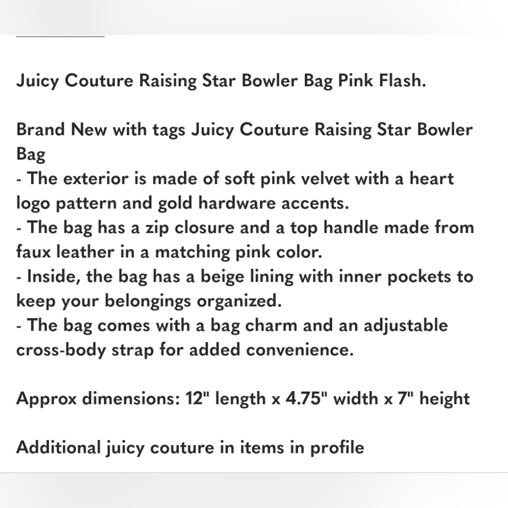 💕Juicy Couture▪️raising star pink Lemondade/ Liquorice terry cloth Bowler Bag - Picture 5 of 6